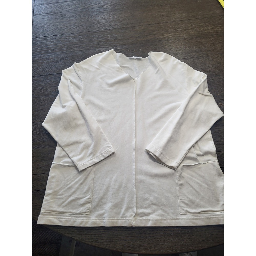 Bryn‎ Walker Sunday Shirt Womens Medium White Long Sleeve Pockets Oversized USA - Picture 2 of 7